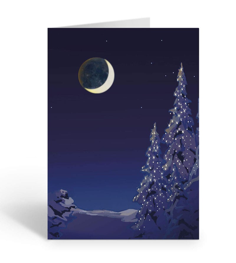 Stonehouse Collection Silent Night Christmas Holiday Card - 18 Christmas Cards & Envelopes - Winter Holiday Forest (Standard) - Image 1